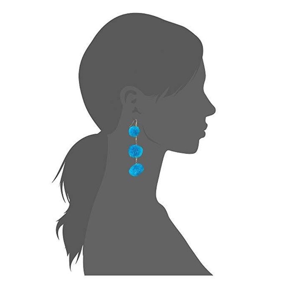 Sea blue fun pom pom earrings Brand New - Picture 1 of 3